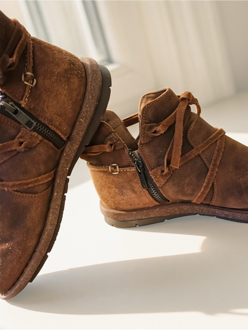 Born Brown Suede Chukka Boots with Side Zipper